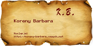 Koreny Barbara névjegykártya